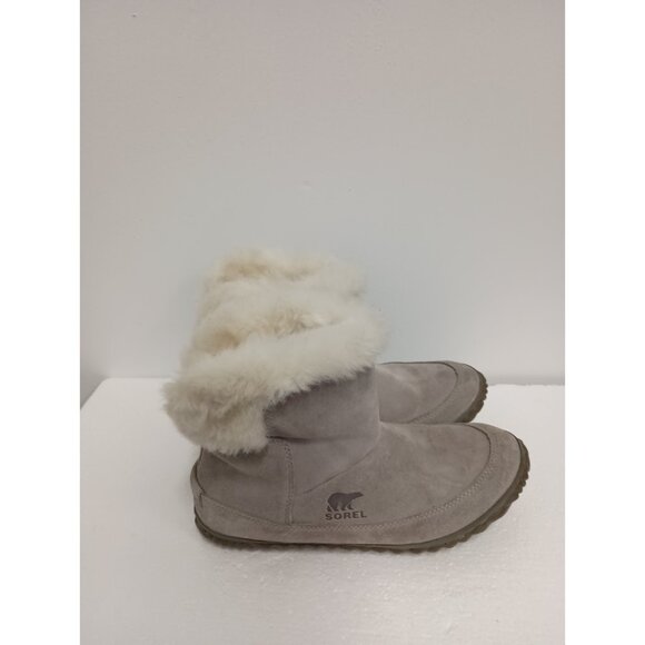 Sorel Out N About Winter Boots Womens Size 7.5 Gray Suede Faux Fur Lined Booties - Picture 4 of 10